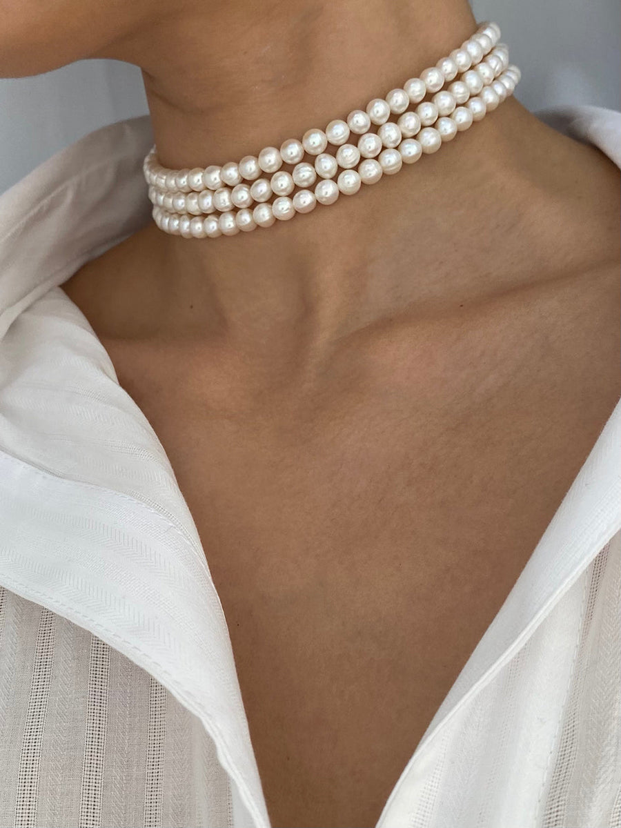 3 ROW FRESHWATER PEARL CHOKER