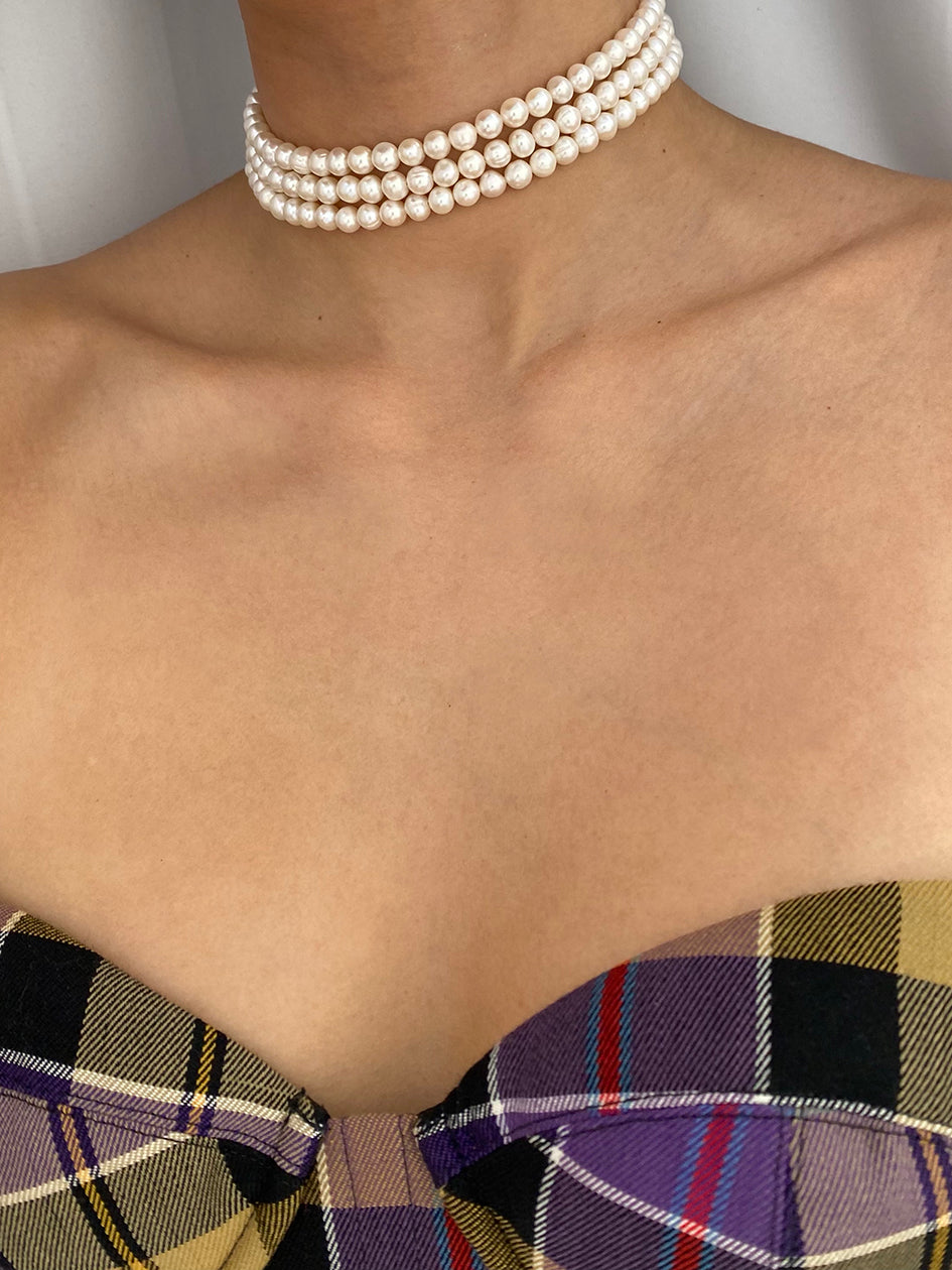 3 ROW FRESHWATER PEARL CHOKER