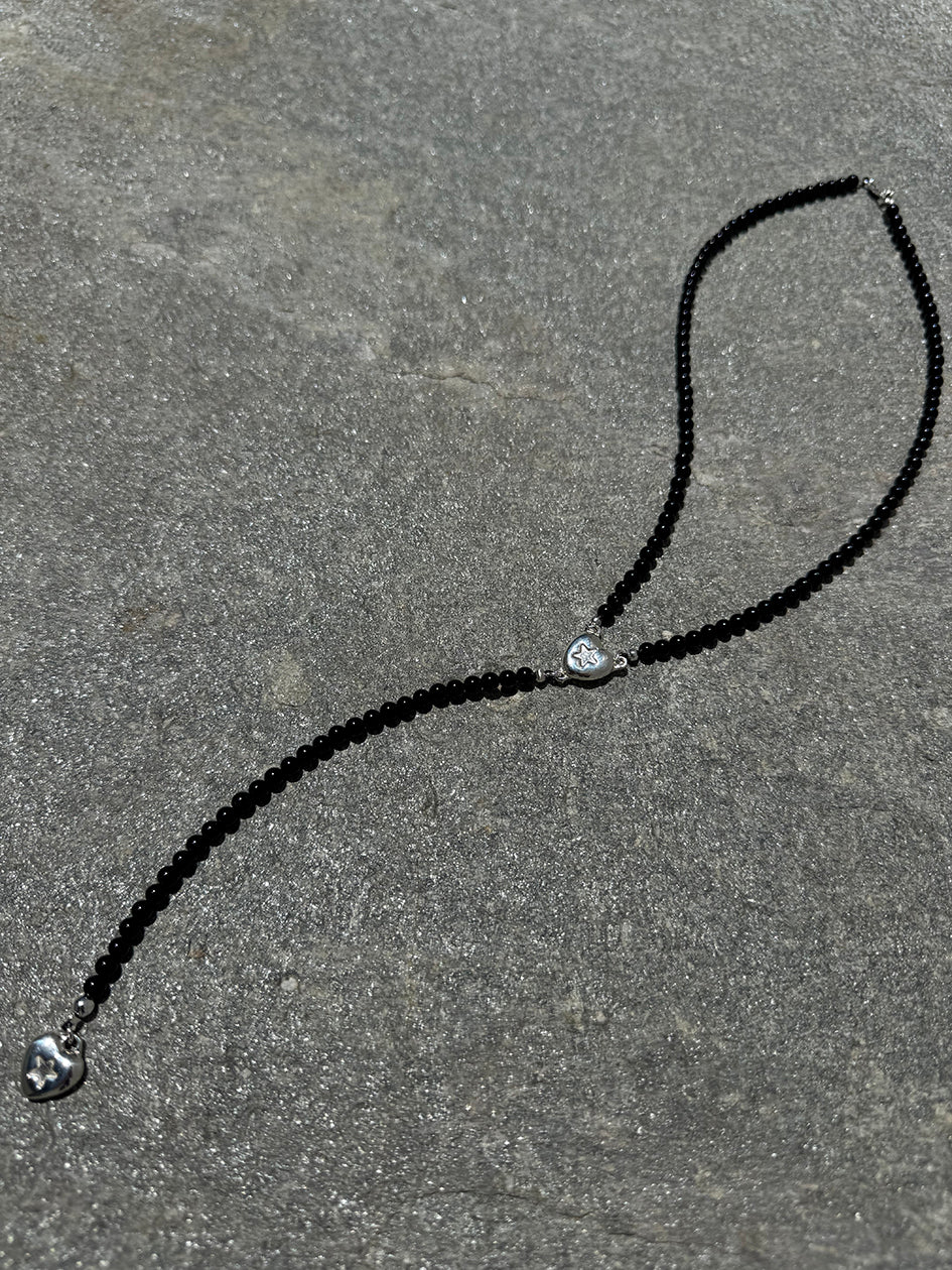 THE MINI STAR HEART ONYX ROSARY 925 sterling silver