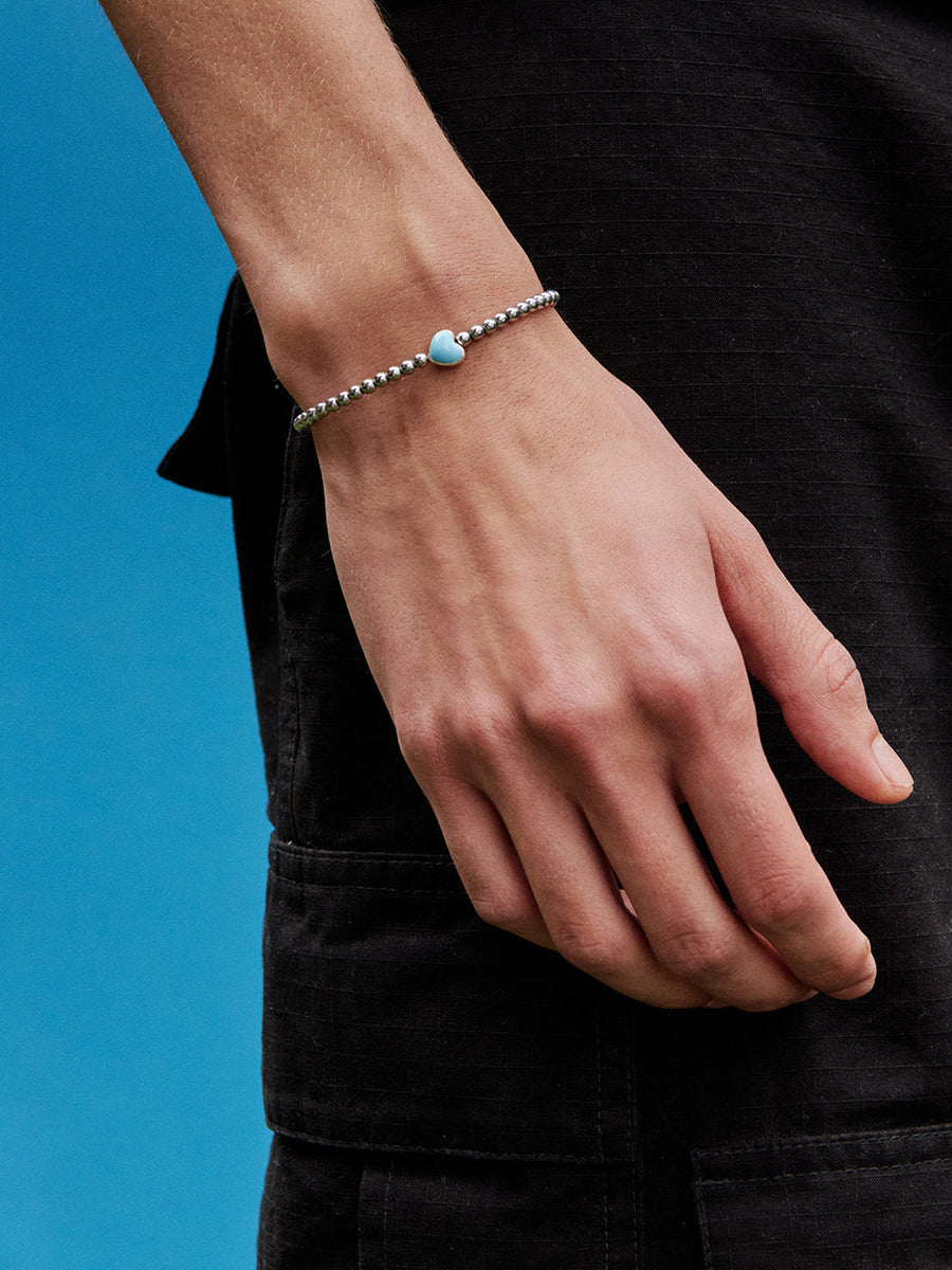 THE BABY BLUE HEART HEMATITE BRACELET