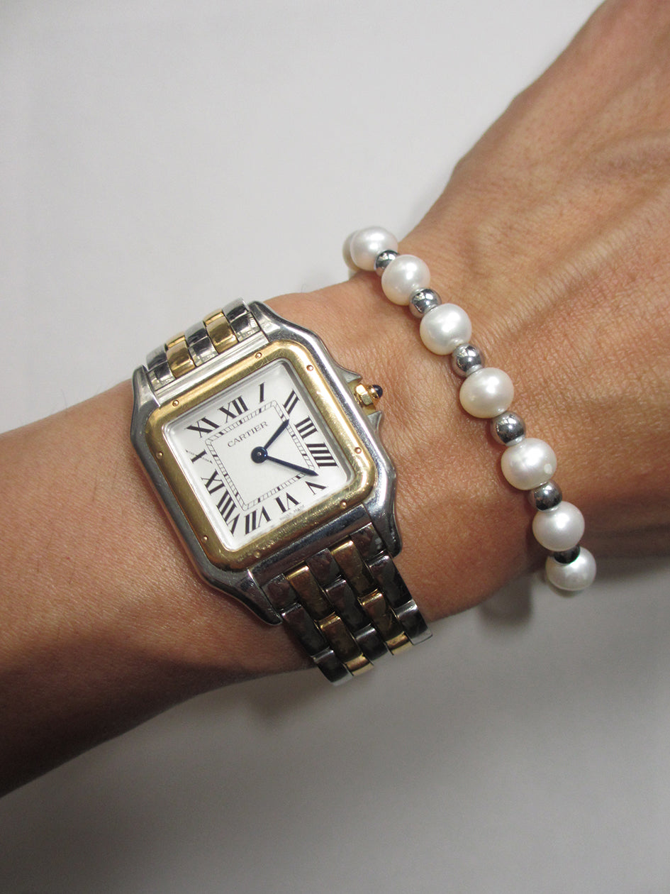 THE SILVER HEMATITE PEARL BRACELET