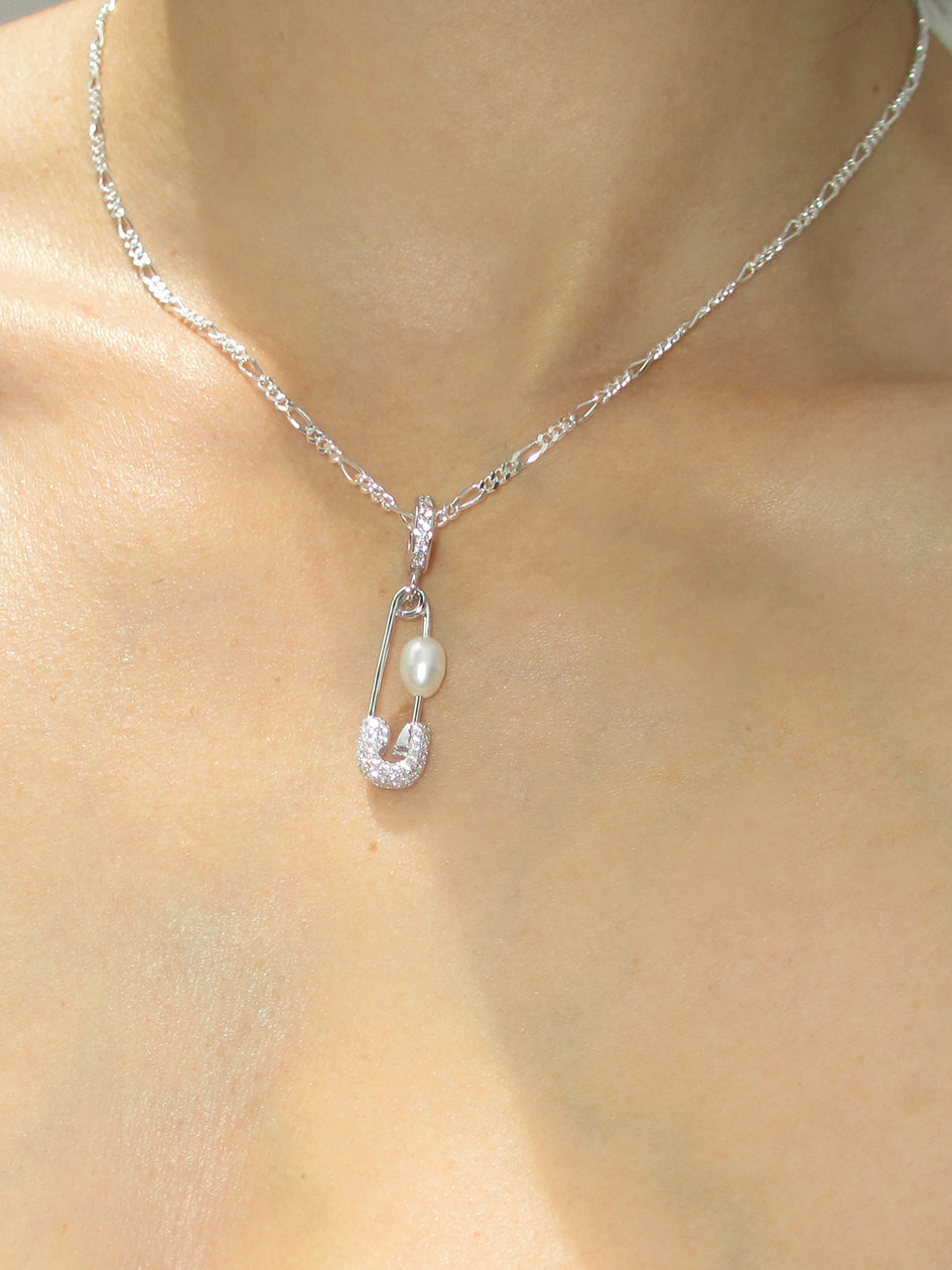 PIN THROUGH MY PEARL FIGARO CHAIN 925 sterling silver