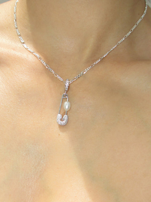 PIN THROUGH MY PEARL FIGARO CHAIN 925 sterling silver