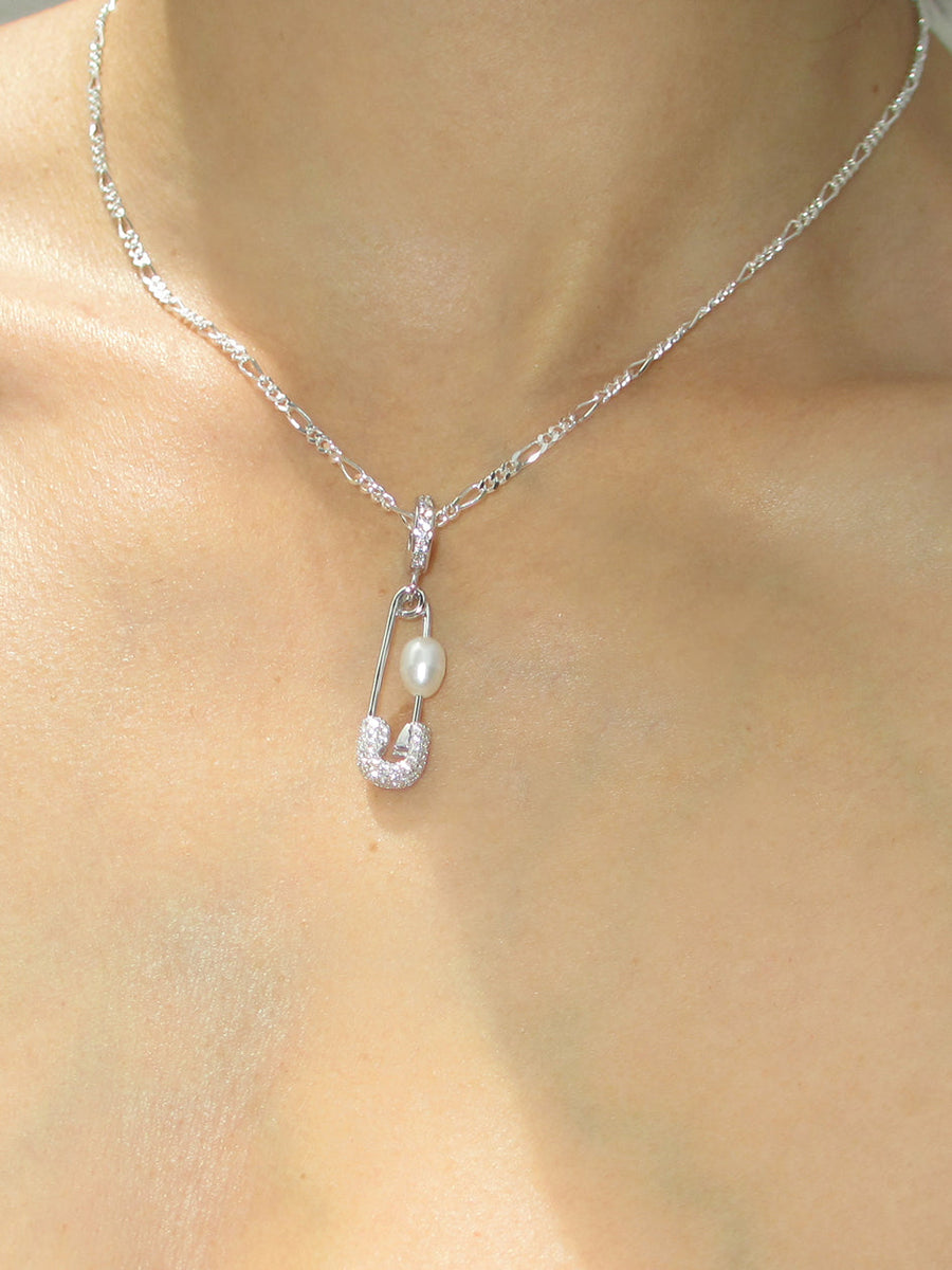 PIN THROUGH MY PEARL FIGARO CHAIN 925 sterling silver