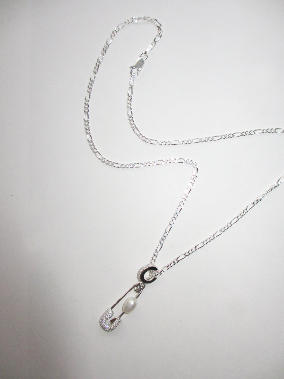 PIN THROUGH MY PEARL FIGARO CHAIN 925 sterling silver