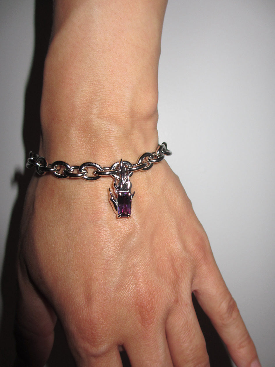 THE PURPLE FLAME GEM CHAIN BRACELET