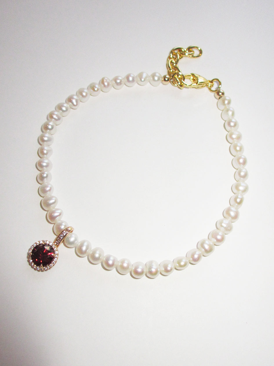 THE RED GEM PEARL ANKLET