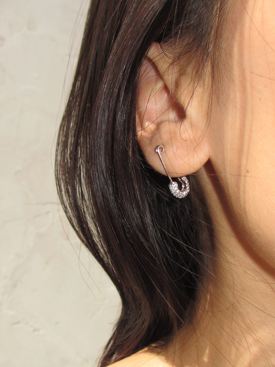 SAFETY PIN EARRING 925 sterling silver