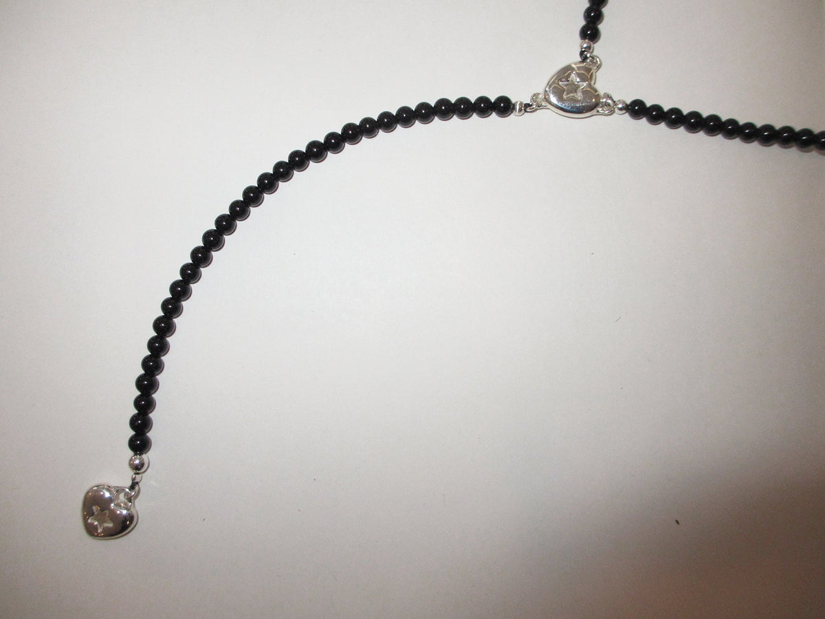 THE MINI STAR HEART ONYX ROSARY 925 sterling silver