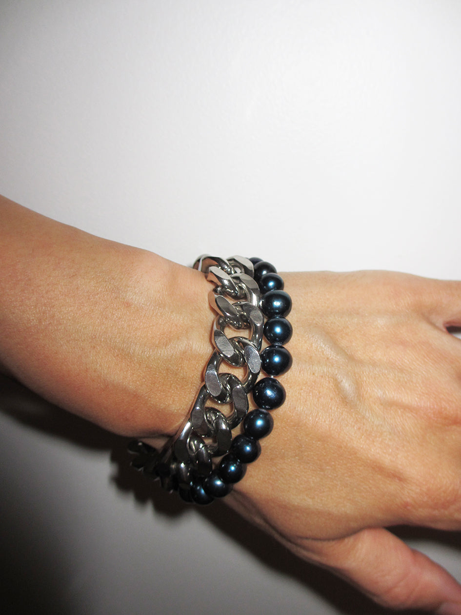 XL CHAIN BLACK PEARL BRACELET